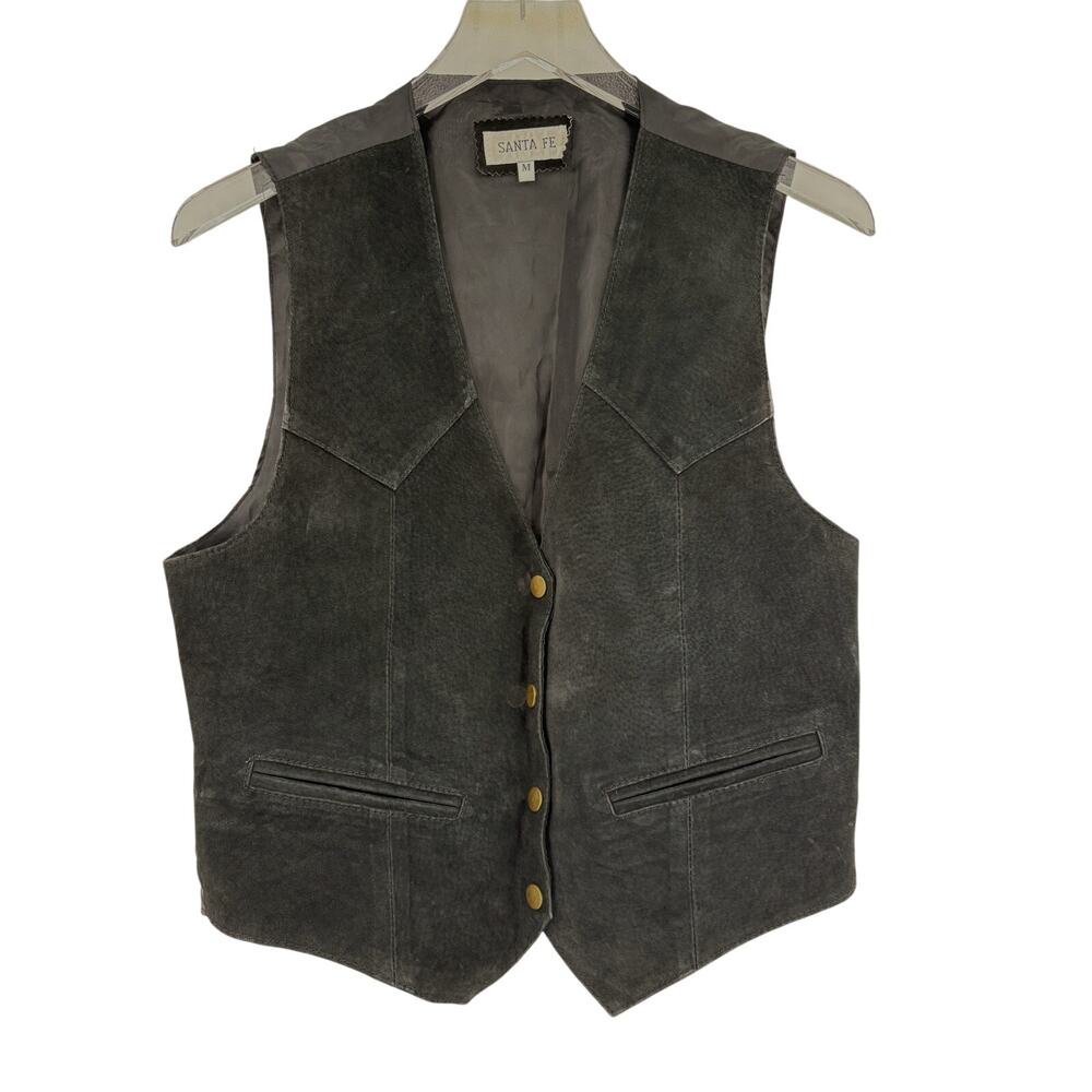 SANTA FE Leather Vest Size M 100% Leather Black